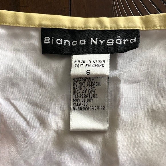 Bianca Nygard summer a-line skirt yellow beige white pattern fully lined size 6 - Picture 5 of 5
